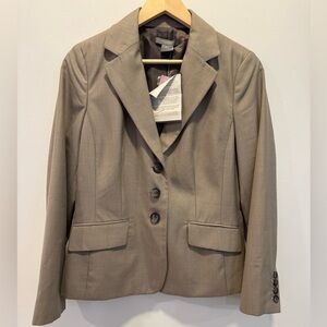 Ann Taylor Beige Women's Blazer light blue pinstripes